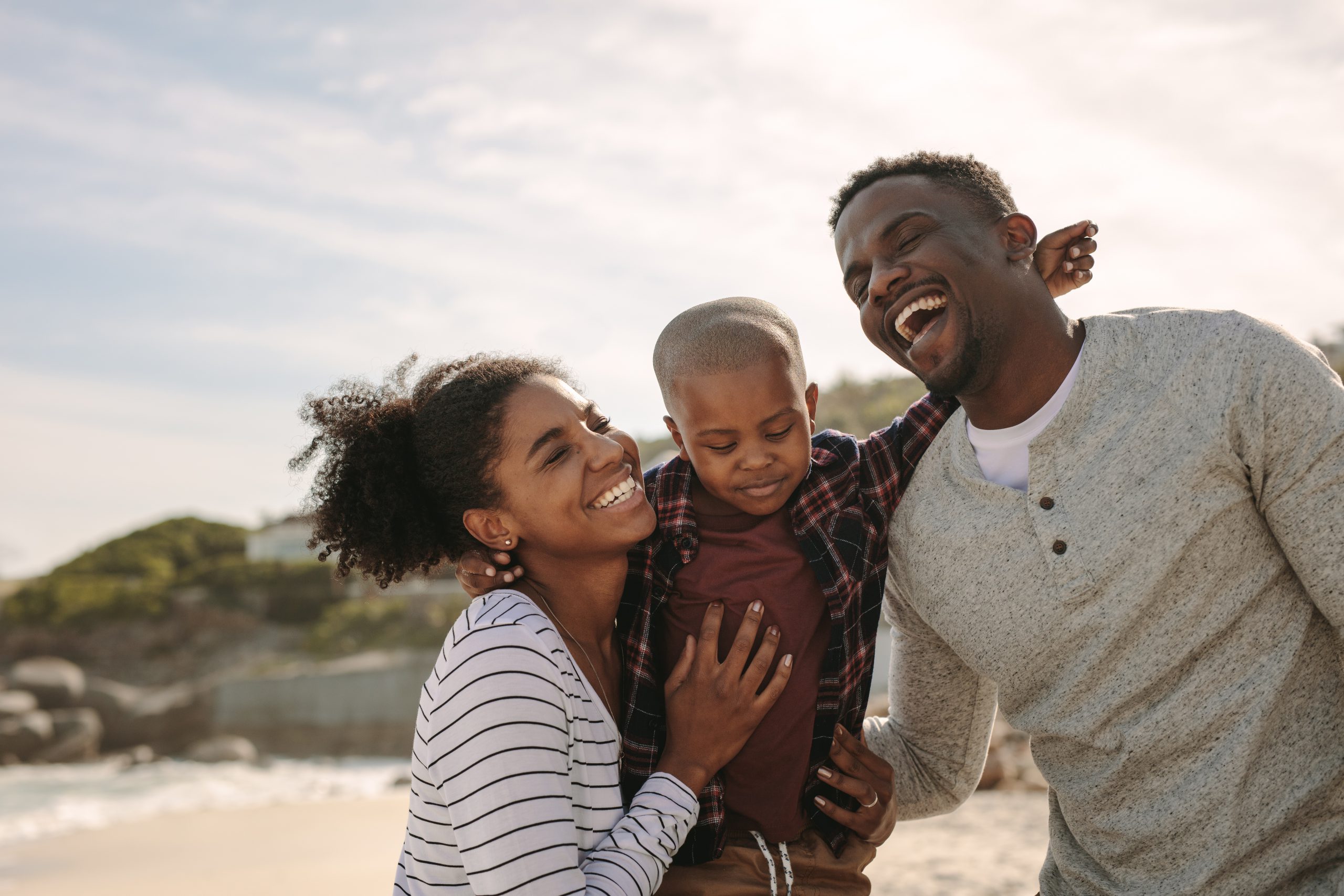 Beautiful family on vacation at beach